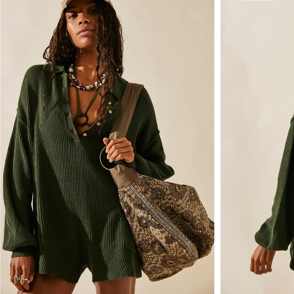 Dark green beachy romper